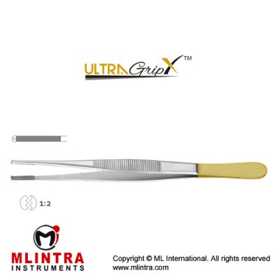 UltraGrip™ TC Oehler Dissecting Forcep 1 x 2 Teeth Stainless Steel, 14.5 cm - 5 3/4"